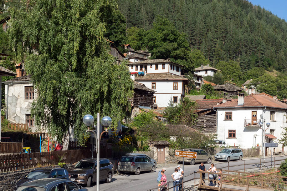 SHIROKA LAKA, BULGARIA - AUGUST 14, 2018: Old houses in historical town of Shiroka Laka, Smolyan Region, Bulgaria