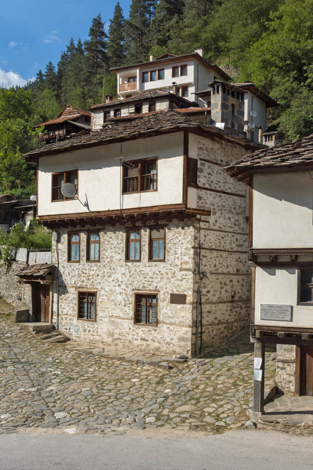 SHIROKA LAKA, BULGARIA - AUGUST 14, 2018: Old houses in historical town of Shiroka Laka, Smolyan Region, Bulgaria