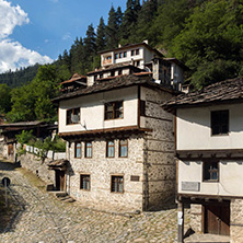 SHIROKA LAKA, BULGARIA - AUGUST 14, 2018: Old houses in historical town of Shiroka Laka, Smolyan Region, Bulgaria