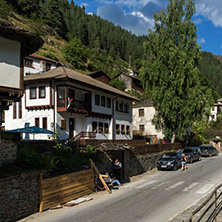 SHIROKA LAKA, BULGARIA - AUGUST 14, 2018: Old houses in historical town of Shiroka Laka, Smolyan Region, Bulgaria