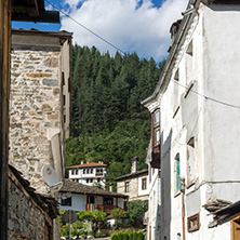 SHIROKA LAKA, BULGARIA - AUGUST 14, 2018: Old houses in historical town of Shiroka Laka, Smolyan Region, Bulgaria