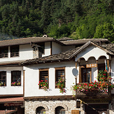 SHIROKA LAKA, BULGARIA - AUGUST 14, 2018: Old houses in historical town of Shiroka Laka, Smolyan Region, Bulgaria