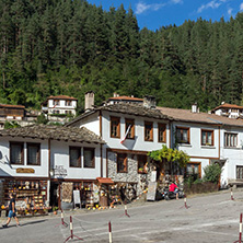 SHIROKA LAKA, BULGARIA - AUGUST 14, 2018: Old houses in historical town of Shiroka Laka, Smolyan Region, Bulgaria