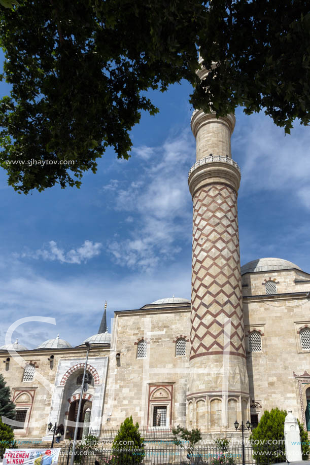 EDIRNE, TURKEY - MAY 26, 2018: Uc Serefeli mosque Mosque in the center of city of Edirne,  East Thrace, Turkey