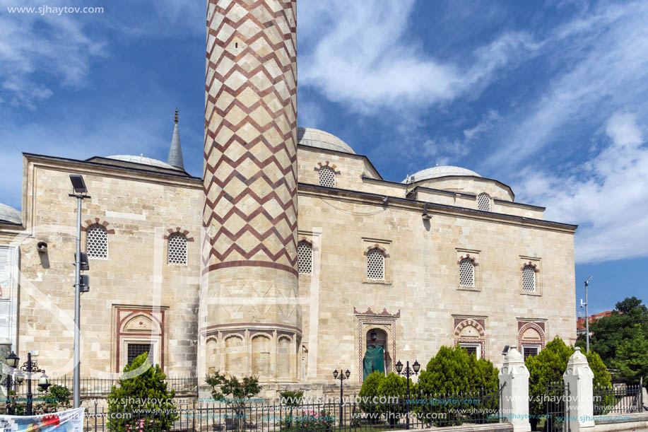 EDIRNE, TURKEY - MAY 26, 2018: Uc Serefeli mosque Mosque in the center of city of Edirne,  East Thrace, Turkey