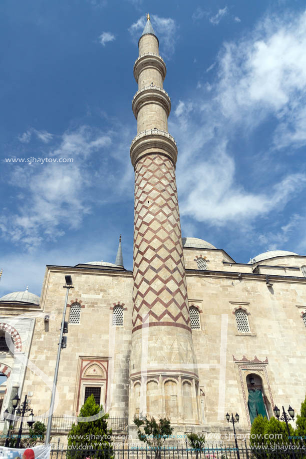 EDIRNE, TURKEY - MAY 26, 2018: Uc Serefeli mosque Mosque in the center of city of Edirne,  East Thrace, Turkey