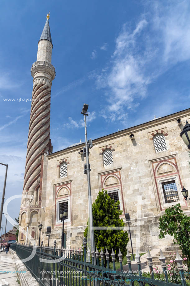 EDIRNE, TURKEY - MAY 26, 2018: Uc Serefeli mosque Mosque in the center of city of Edirne,  East Thrace, Turkey