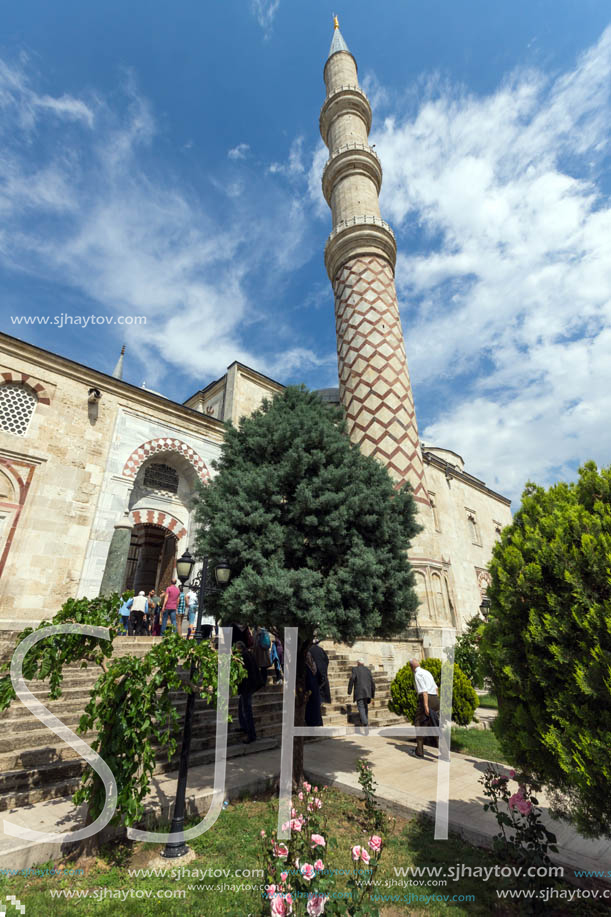 EDIRNE, TURKEY - MAY 26, 2018: Uc Serefeli mosque Mosque in the center of city of Edirne,  East Thrace, Turkey