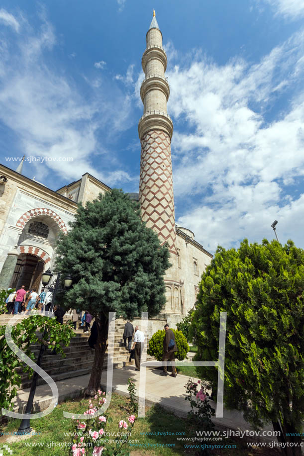 EDIRNE, TURKEY - MAY 26, 2018: Uc Serefeli mosque Mosque in the center of city of Edirne,  East Thrace, Turkey