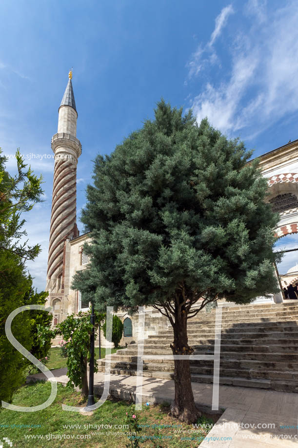 EDIRNE, TURKEY - MAY 26, 2018: Uc Serefeli mosque Mosque in the center of city of Edirne,  East Thrace, Turkey