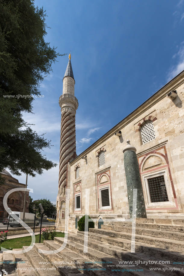 EDIRNE, TURKEY - MAY 26, 2018: Uc Serefeli mosque Mosque in the center of city of Edirne,  East Thrace, Turkey