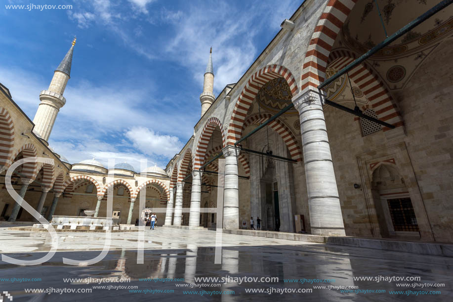 EDIRNE, TURKEY - MAY 26, 2018: Uc Serefeli mosque Mosque in the center of city of Edirne,  East Thrace, Turkey