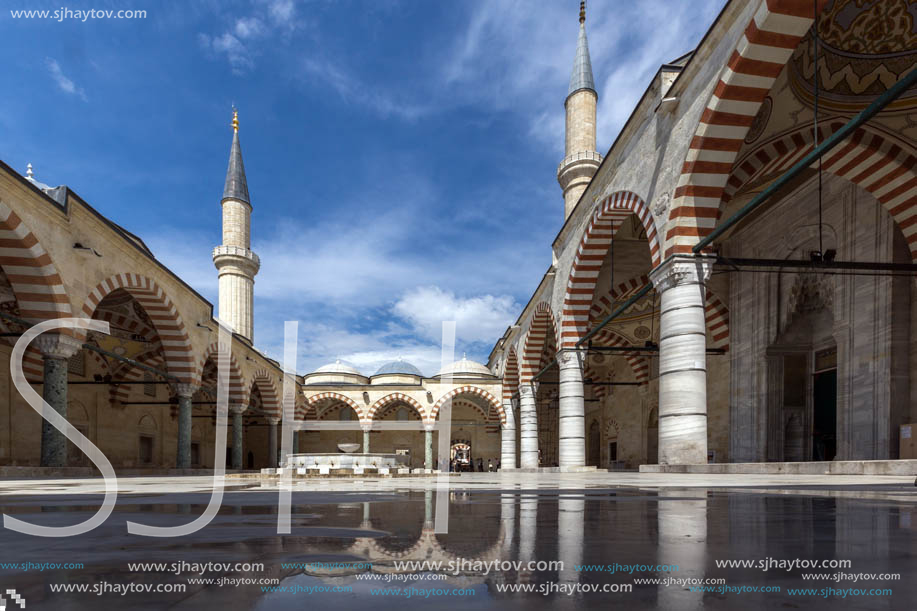 EDIRNE, TURKEY - MAY 26, 2018: Uc Serefeli mosque Mosque in the center of city of Edirne,  East Thrace, Turkey