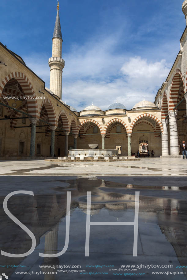 EDIRNE, TURKEY - MAY 26, 2018: Uc Serefeli mosque Mosque in the center of city of Edirne,  East Thrace, Turkey