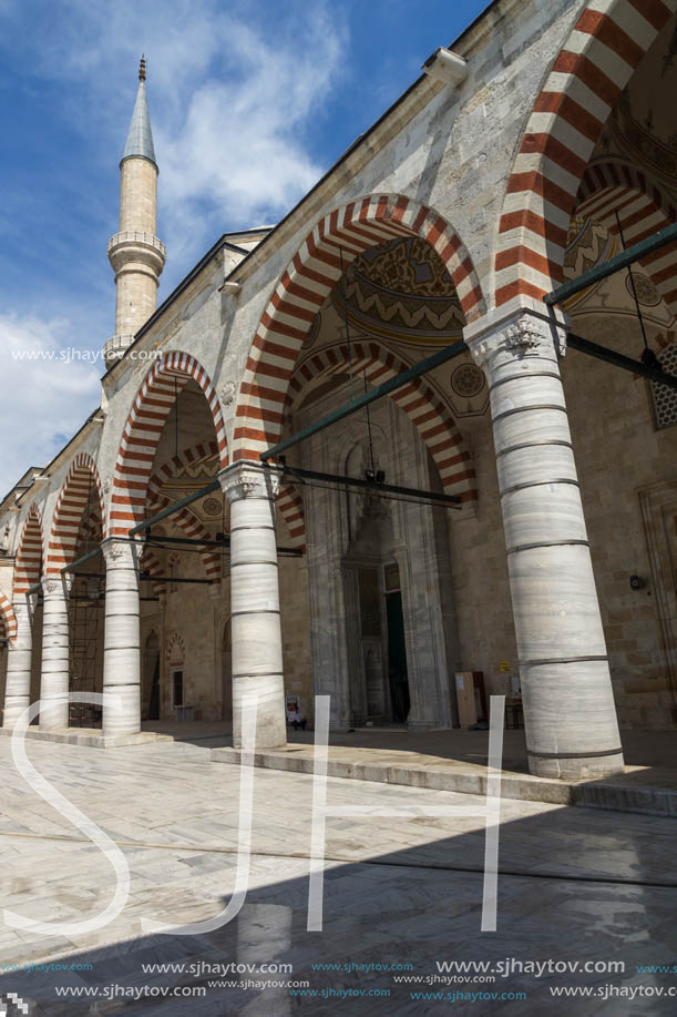 EDIRNE, TURKEY - MAY 26, 2018: Uc Serefeli mosque Mosque in the center of city of Edirne,  East Thrace, Turkey