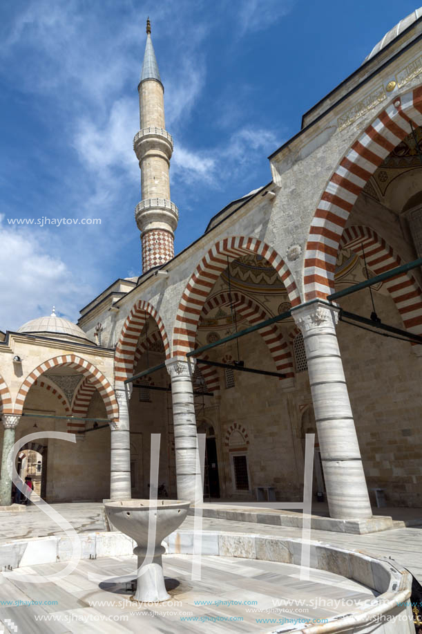 EDIRNE, TURKEY - MAY 26, 2018: Uc Serefeli mosque Mosque in the center of city of Edirne,  East Thrace, Turkey