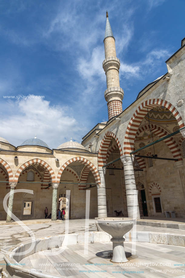 EDIRNE, TURKEY - MAY 26, 2018: Uc Serefeli mosque Mosque in the center of city of Edirne,  East Thrace, Turkey