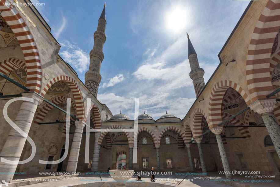 EDIRNE, TURKEY - MAY 26, 2018: Uc Serefeli mosque Mosque in the center of city of Edirne,  East Thrace, Turkey