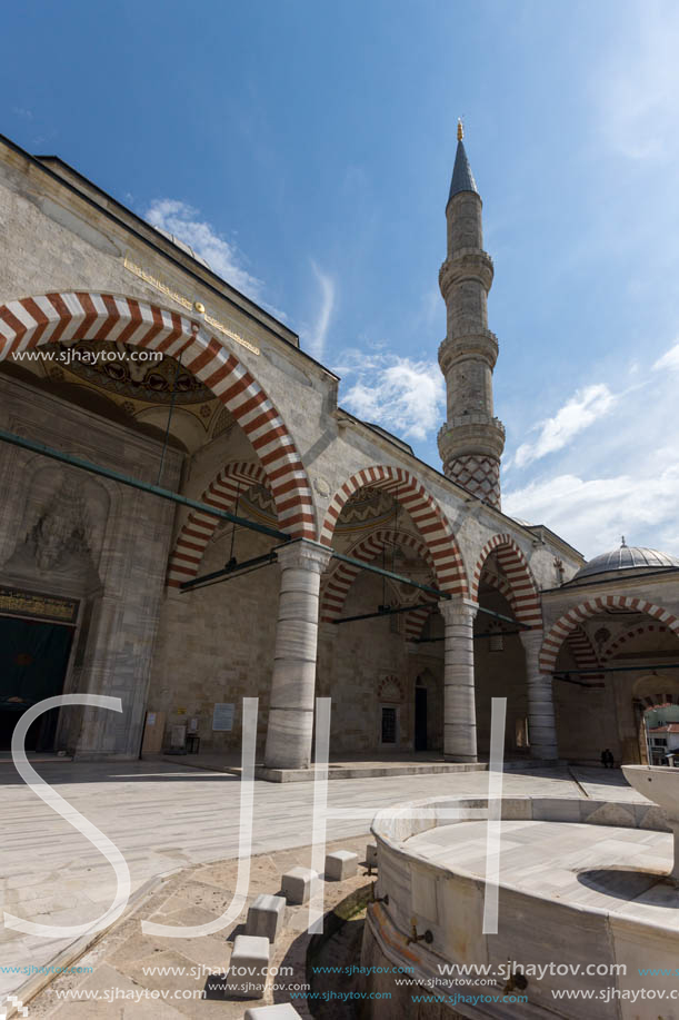 EDIRNE, TURKEY - MAY 26, 2018: Uc Serefeli mosque Mosque in the center of city of Edirne,  East Thrace, Turkey