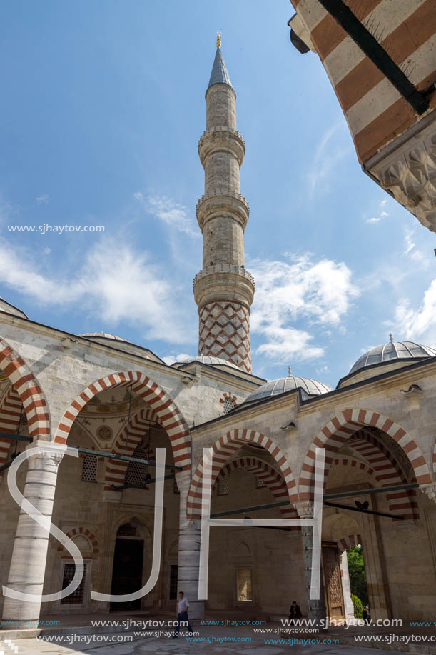 EDIRNE, TURKEY - MAY 26, 2018: Uc Serefeli mosque Mosque in the center of city of Edirne,  East Thrace, Turkey