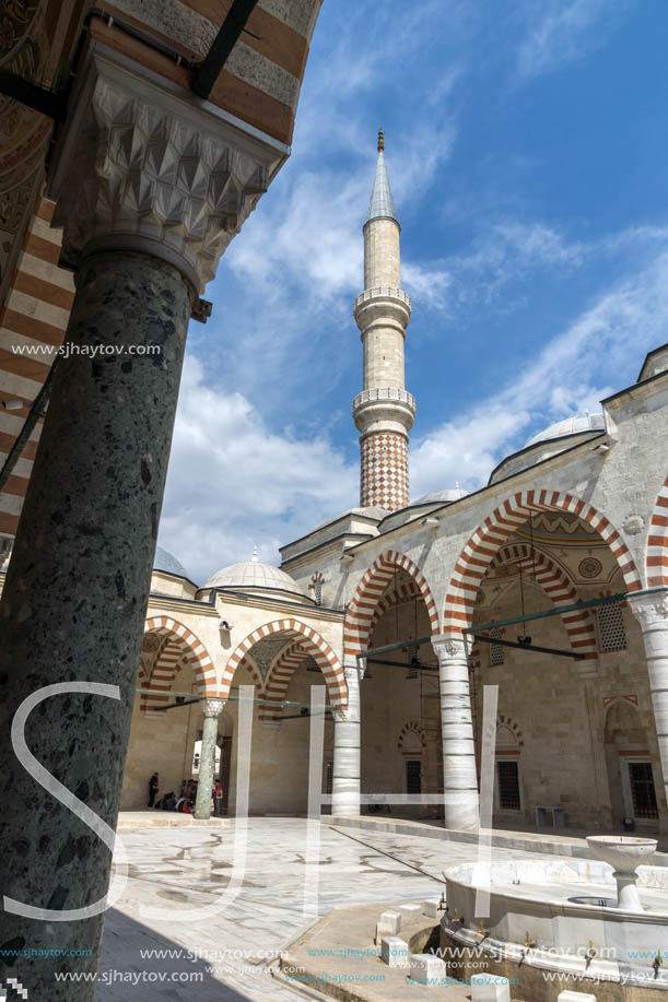 EDIRNE, TURKEY - MAY 26, 2018: Uc Serefeli mosque Mosque in the center of city of Edirne,  East Thrace, Turkey