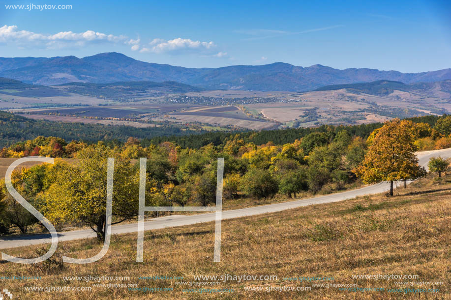 Autumn landscape of Cherna Gora (Monte Negro) mountain, Pernik Region, Bulgaria