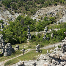 Rock formation The Stone Dolls of Kuklica near town of Kratovo, Republic of Macedonia