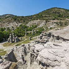 Rock formation The Stone Dolls of Kuklica near town of Kratovo, Republic of Macedonia