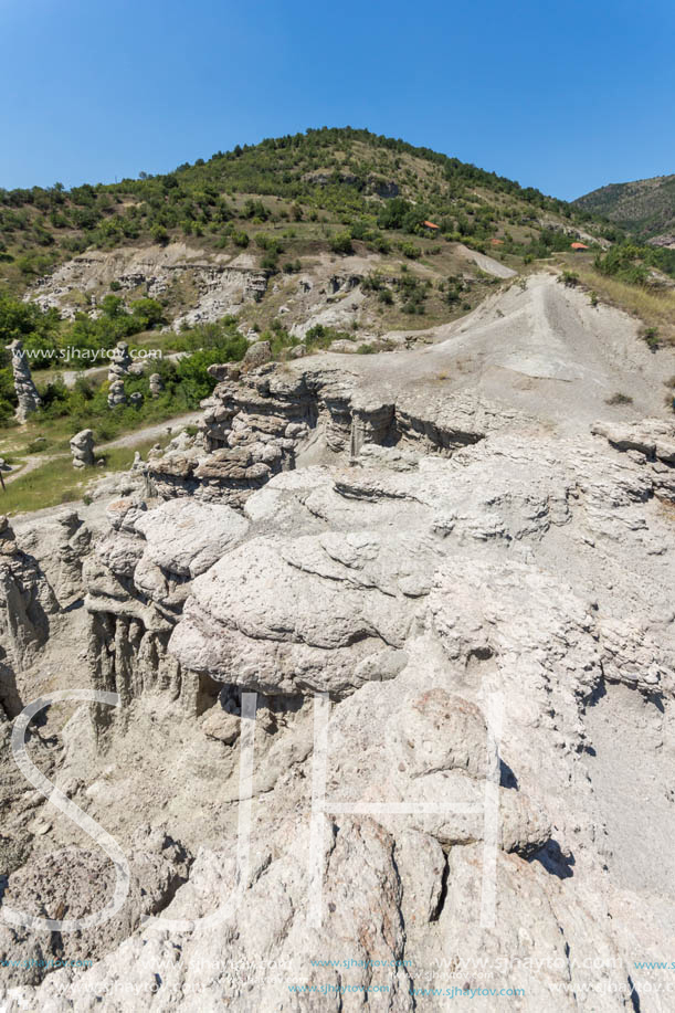 Rock formation The Stone Dolls of Kuklica near town of Kratovo, Republic of Macedonia