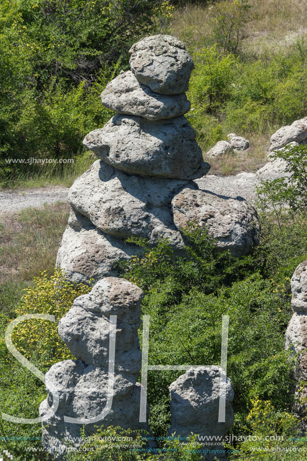 Rock formation The Stone Dolls of Kuklica near town of Kratovo, Republic of Macedonia