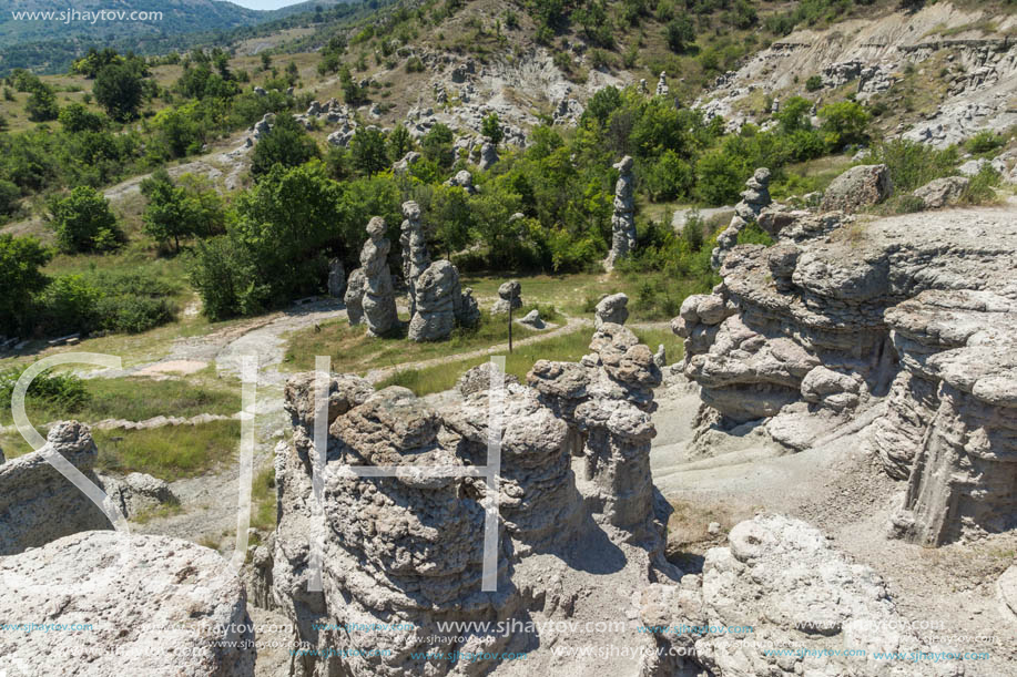 Rock formation The Stone Dolls of Kuklica near town of Kratovo, Republic of Macedonia