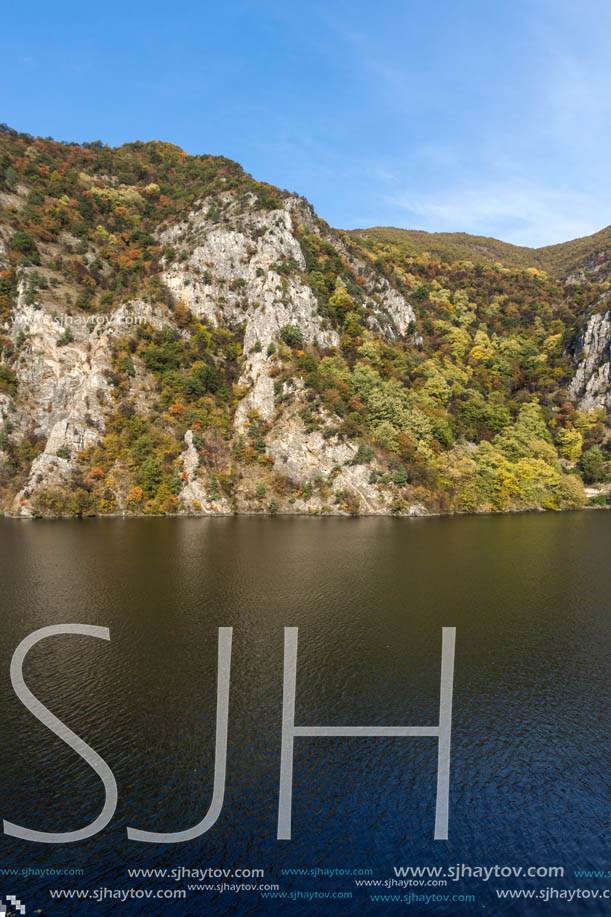 Autumn ladscape from dam of The Krichim Reservoir, Rhodopes Mountain, Plovdiv Region, Bulgaria