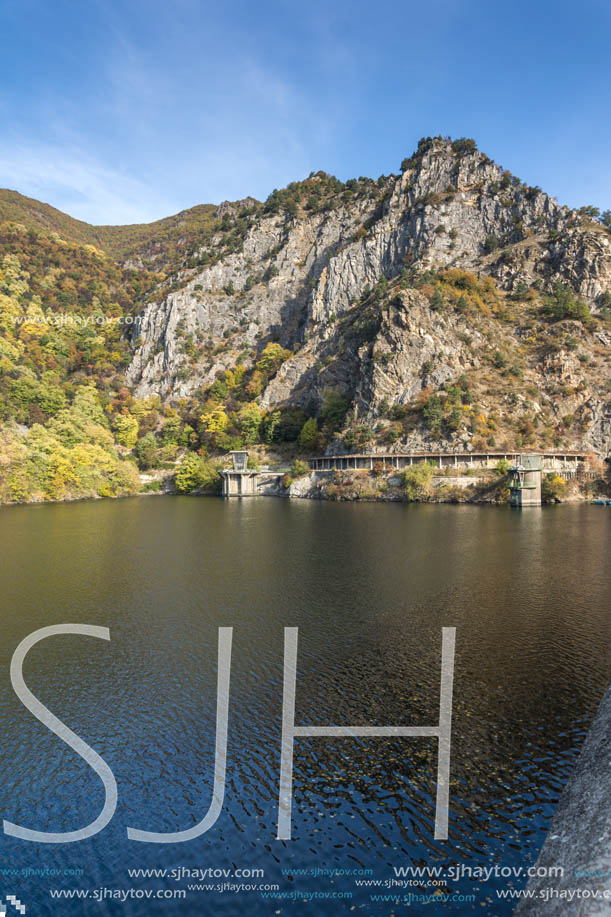 Autumn ladscape from dam of The Krichim Reservoir, Rhodopes Mountain, Plovdiv Region, Bulgaria