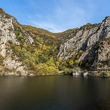 Autumn ladscape from dam of The Krichim Reservoir, Rhodopes Mountain, Plovdiv Region, Bulgaria