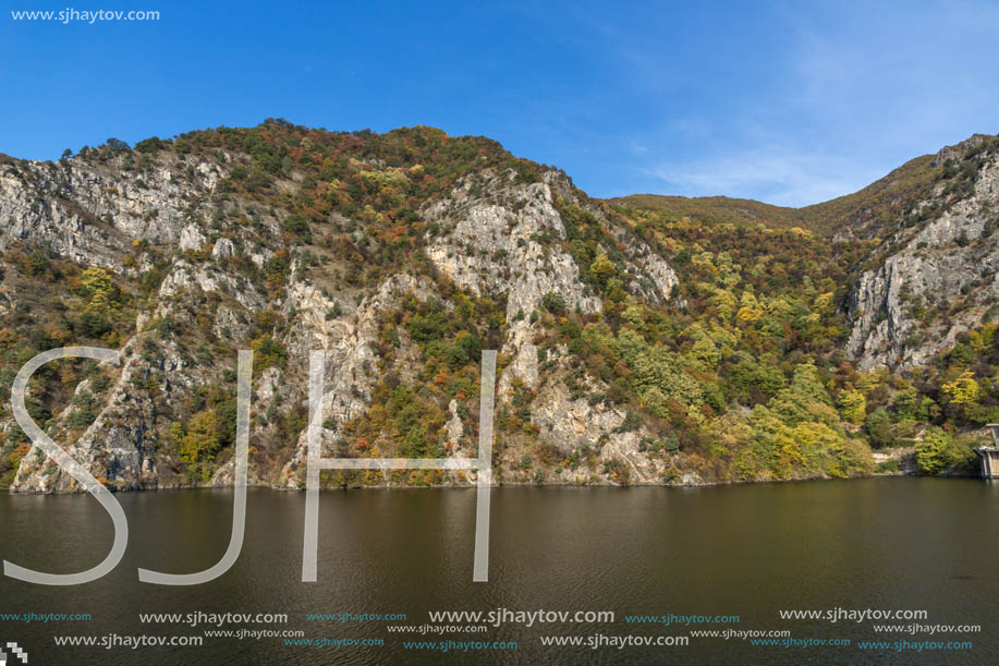 Autumn ladscape from dam of The Krichim Reservoir, Rhodopes Mountain, Plovdiv Region, Bulgaria