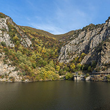 Autumn ladscape from dam of The Krichim Reservoir, Rhodopes Mountain, Plovdiv Region, Bulgaria