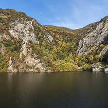 Autumn ladscape from dam of The Krichim Reservoir, Rhodopes Mountain, Plovdiv Region, Bulgaria