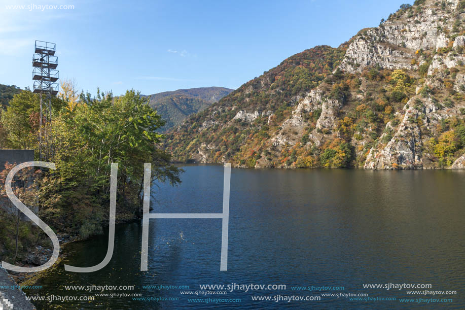 Autumn ladscape from dam of The Krichim Reservoir, Rhodopes Mountain, Plovdiv Region, Bulgaria