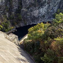 Autumn ladscape from dam of The Krichim Reservoir, Rhodopes Mountain, Plovdiv Region, Bulgaria