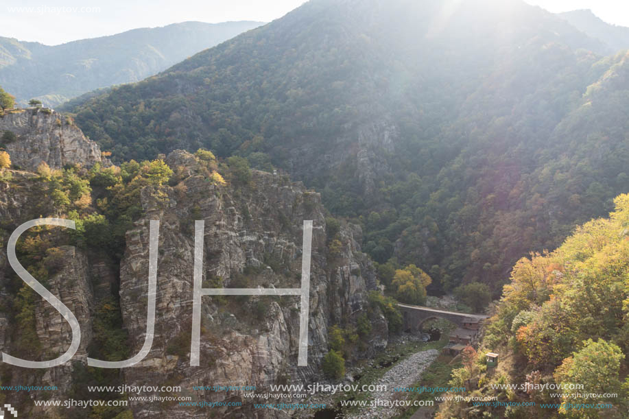 Amazing Autumn ladscape with  forest around Krichim Reservoir, Rhodopes Mountain, Bulgaria