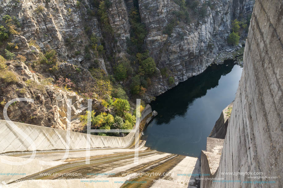 Autumn ladscape from dam of The Krichim Reservoir, Rhodopes Mountain, Plovdiv Region, Bulgaria