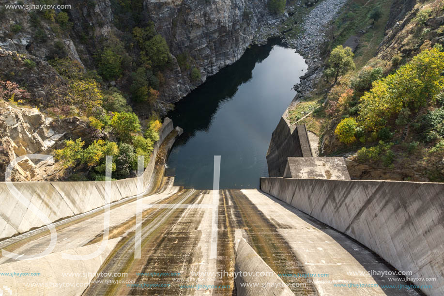 Autumn ladscape from dam of The Krichim Reservoir, Rhodopes Mountain, Plovdiv Region, Bulgaria