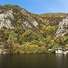 Autumn ladscape from dam of The Krichim Reservoir, Rhodopes Mountain, Plovdiv Region, Bulgaria