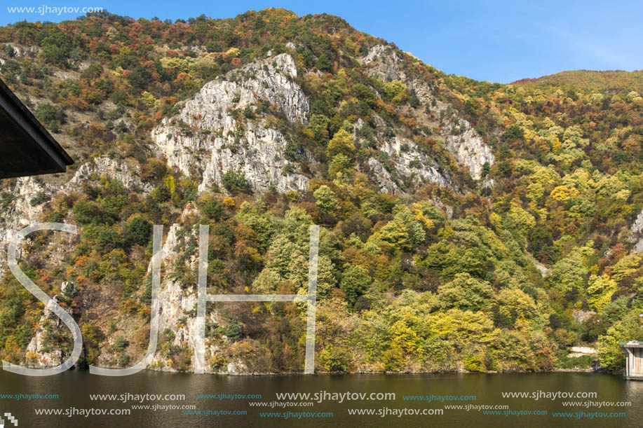 Autumn ladscape from dam of The Krichim Reservoir, Rhodopes Mountain, Plovdiv Region, Bulgaria