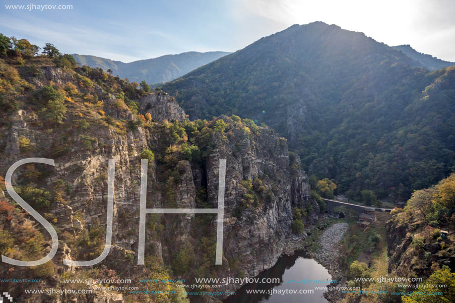 Autumn ladscape from dam of The Krichim Reservoir, Rhodopes Mountain, Plovdiv Region, Bulgaria