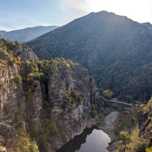 Autumn ladscape from dam of The Krichim Reservoir, Rhodopes Mountain, Plovdiv Region, Bulgaria