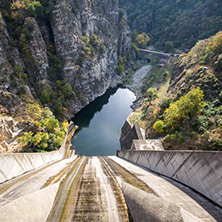 Autumn ladscape from dam of The Krichim Reservoir, Rhodopes Mountain, Plovdiv Region, Bulgaria