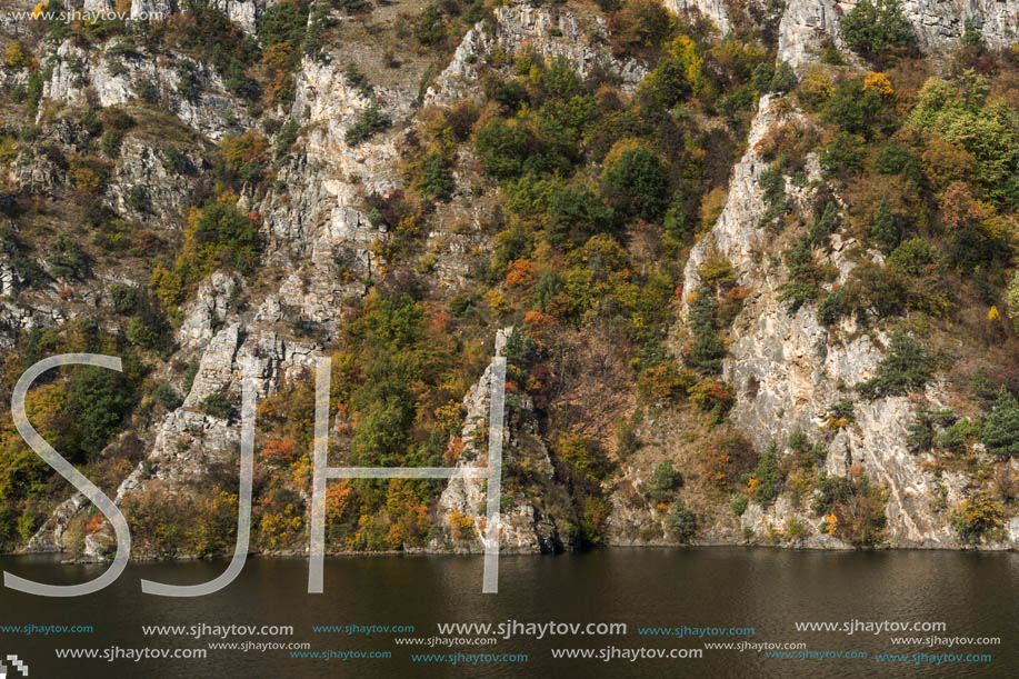 Autumn ladscape from dam of The Krichim Reservoir, Rhodopes Mountain, Plovdiv Region, Bulgaria