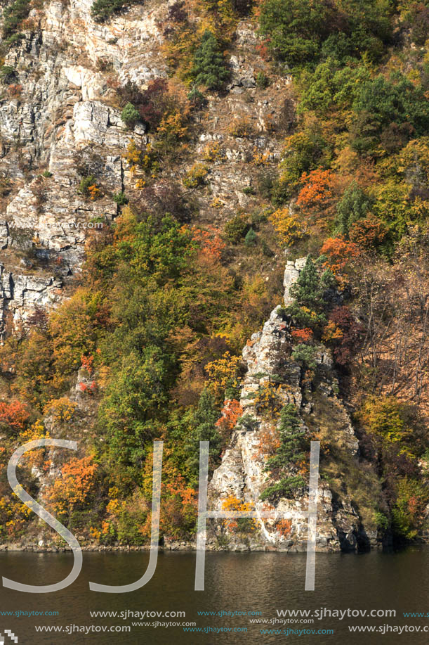 Autumn ladscape from dam of The Krichim Reservoir, Rhodopes Mountain, Plovdiv Region, Bulgaria