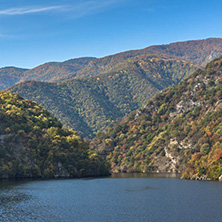 Autumn ladscape from dam of The Krichim Reservoir, Rhodopes Mountain, Plovdiv Region, Bulgaria